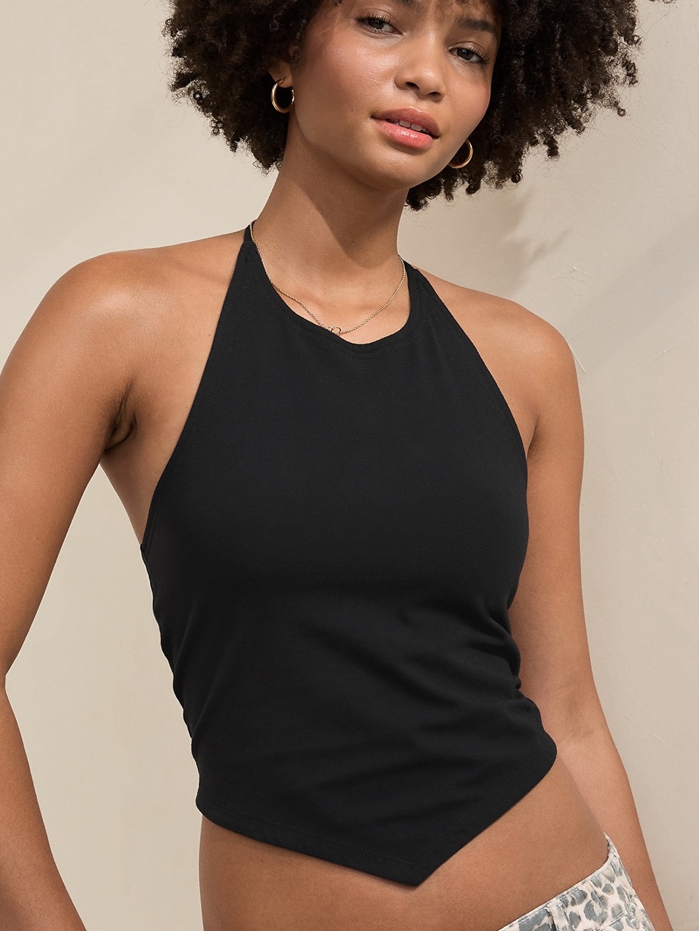 aerie Black Halter Pointed-Hem Bandeau